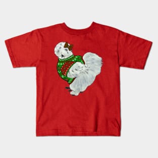 Splash Silkie Chicken In An Ugly Christmas Sweater & Bow Kids T-Shirt